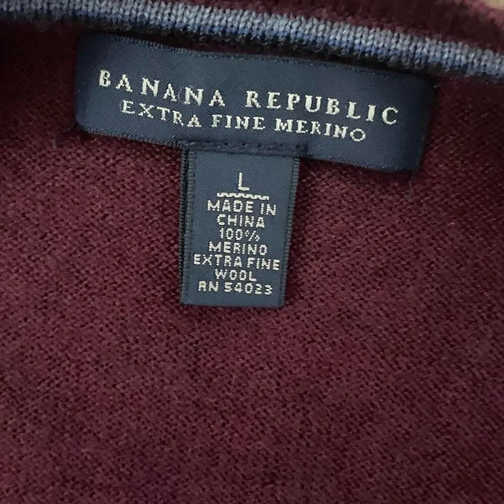 Banana Republic Merino Wool V Neck Sweater Men's L